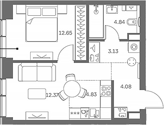 Планировка — TATE, 2-комн., 42 м²