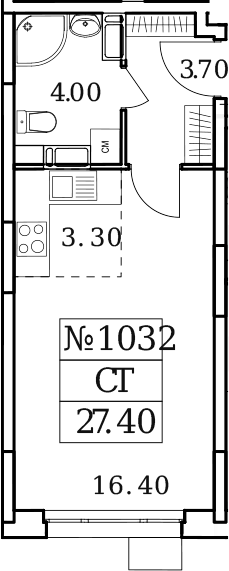 Планировка — Облака 2.0, Студия, 27 м²