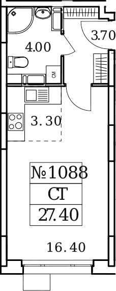 Планировка — Облака 2.0, Студия, 27 м²