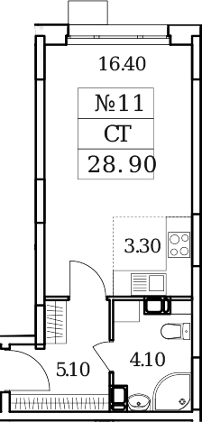 Планировка — Облака 2.0, Студия, 29 м²