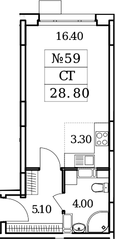 Планировка — Облака 2.0, Студия, 29 м²