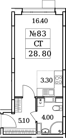 Планировка — Облака 2.0, Студия, 29 м²