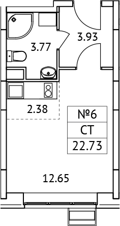 Планировка — Новотомилино, Студия, 23 м²