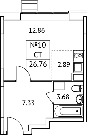 Планировка — Новотомилино, Студия, 27 м²