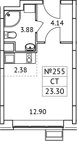 Планировка — Новотомилино, Студия, 23 м²