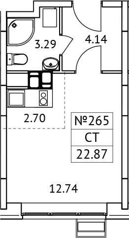 Планировка — Новотомилино, Студия, 23 м²