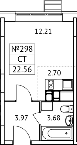 Планировка — Новотомилино, Студия, 23 м²