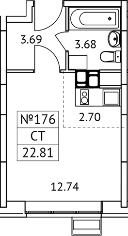Планировка — Новотомилино, Студия, 23 м²