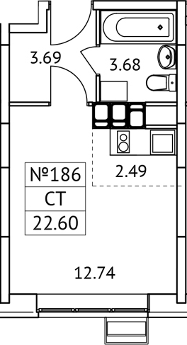 Планировка — Новотомилино, Студия, 23 м²
