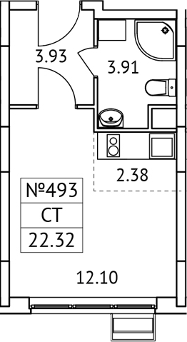 Планировка — Новотомилино, Студия, 22 м²