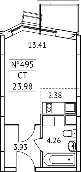 Планировка — Новотомилино, Студия, 24 м²
