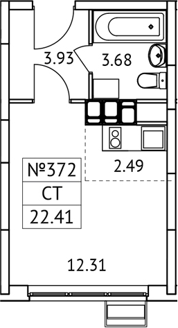 Планировка — Новотомилино, Студия, 22 м²