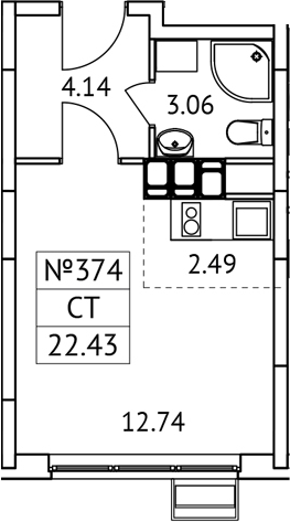Планировка — Новотомилино, Студия, 22 м²