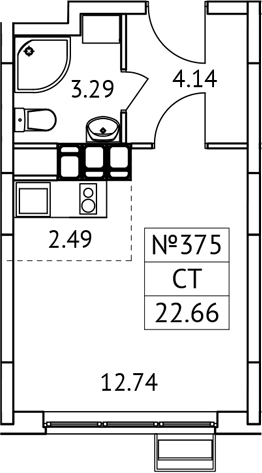 Планировка — Новотомилино, Студия, 23 м²