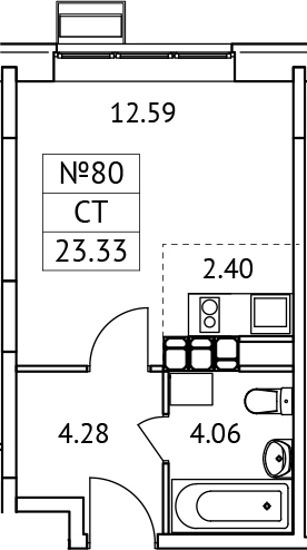 Планировка — Новотомилино, Студия, 23 м²