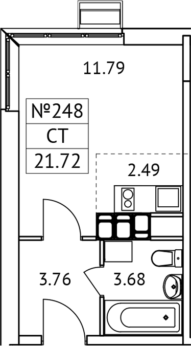 Планировка — Новотомилино, Студия, 22 м²