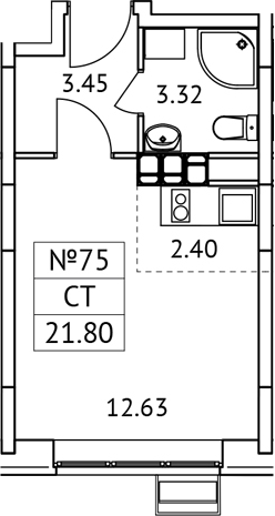 Планировка — Новотомилино, Студия, 22 м²