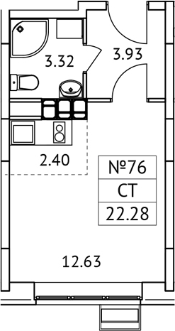 Планировка — Новотомилино, Студия, 22 м²