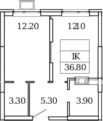 Планировка — Видный Берег 2.0, 1-комн., 37 м²