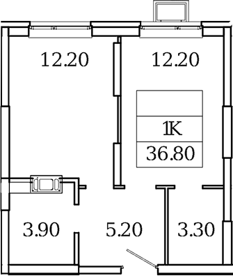 Планировка — Видный Берег 2.0, 1-комн., 37 м²