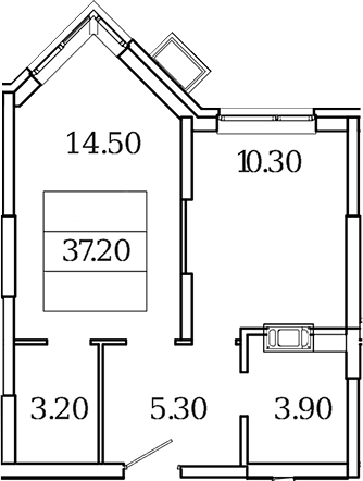 Планировка — Видный Берег 2.0, 1-комн., 37 м²