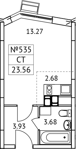 Планировка — Новотомилино, Студия, 24 м²