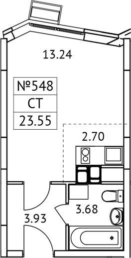 Планировка — Новотомилино, Студия, 24 м²