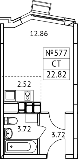 Планировка — Новотомилино, Студия, 23 м²