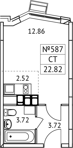 Планировка — Новотомилино, Студия, 23 м²