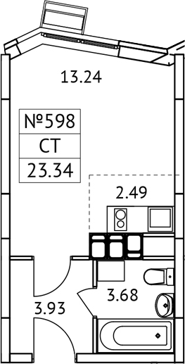 Планировка — Новотомилино, Студия, 23 м²