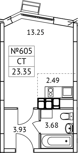 Планировка — Новотомилино, Студия, 23 м²