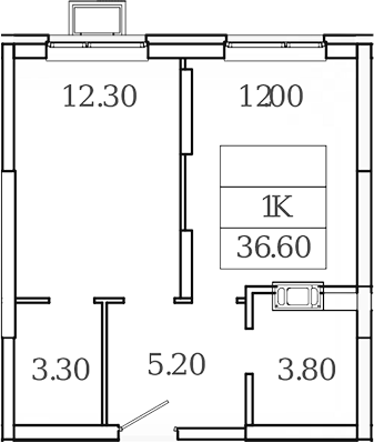 Планировка — Видный Берег 2.0, 1-комн., 37 м²