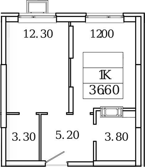 Планировка — Видный Берег 2.0, 1-комн., 37 м²