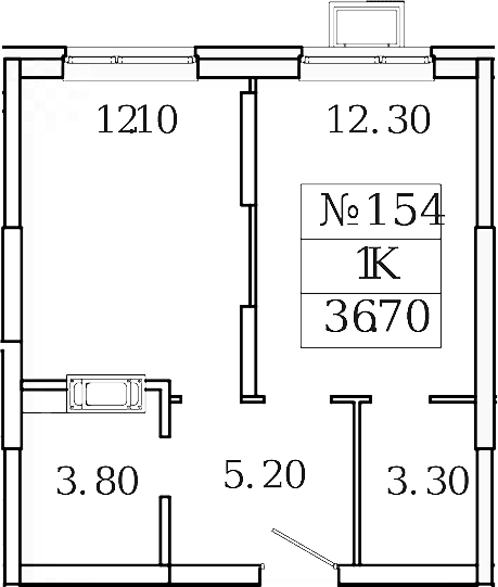 Планировка — Видный Берег 2.0, 1-комн., 37 м²