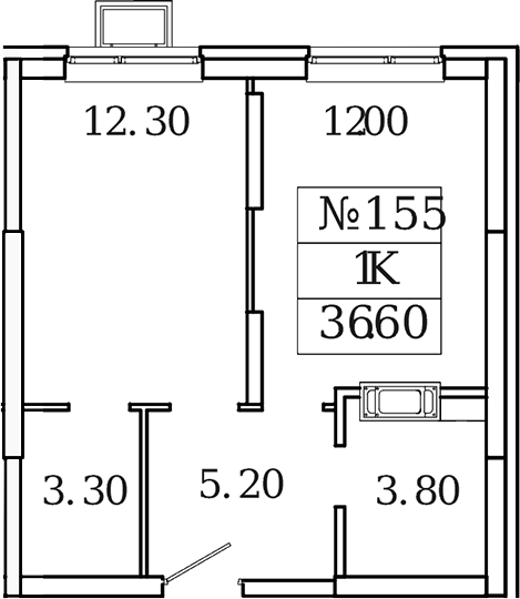 Планировка — Видный Берег 2.0, 1-комн., 37 м²