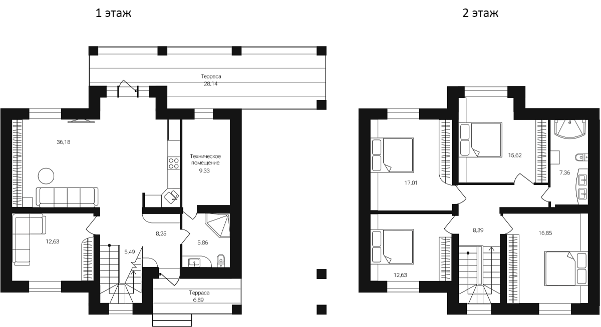 Планировка — Коттеджный поселок Katuar, 5-комн., 155 м²