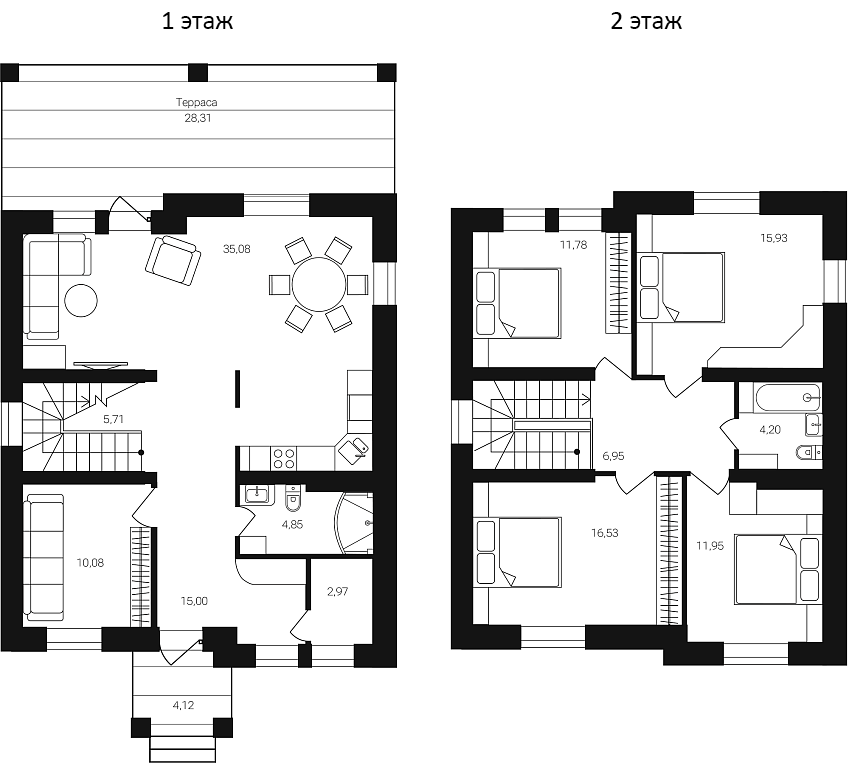Планировка — Коттеджный поселок Katuar, 5-комн., 150 м²