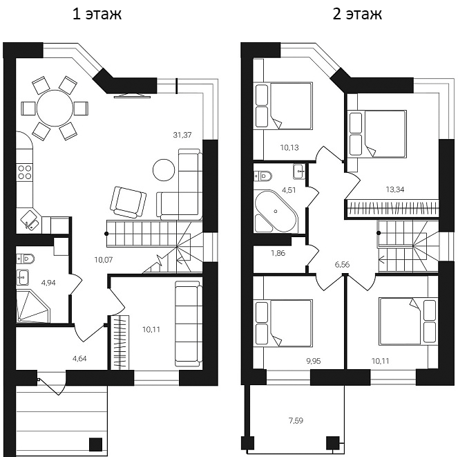 Планировка — Коттеджный поселок Katuar, 5-комн., 120 м²
