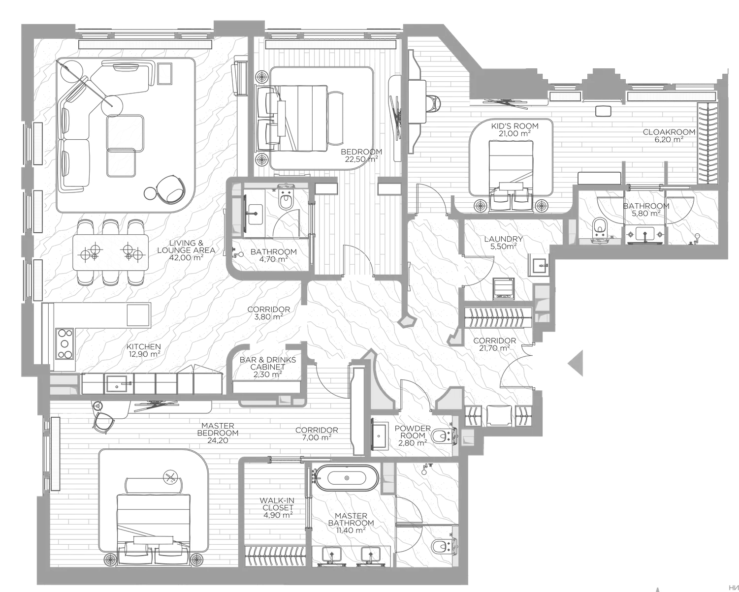 Планировка — Николь, 3-комн., 199 м²