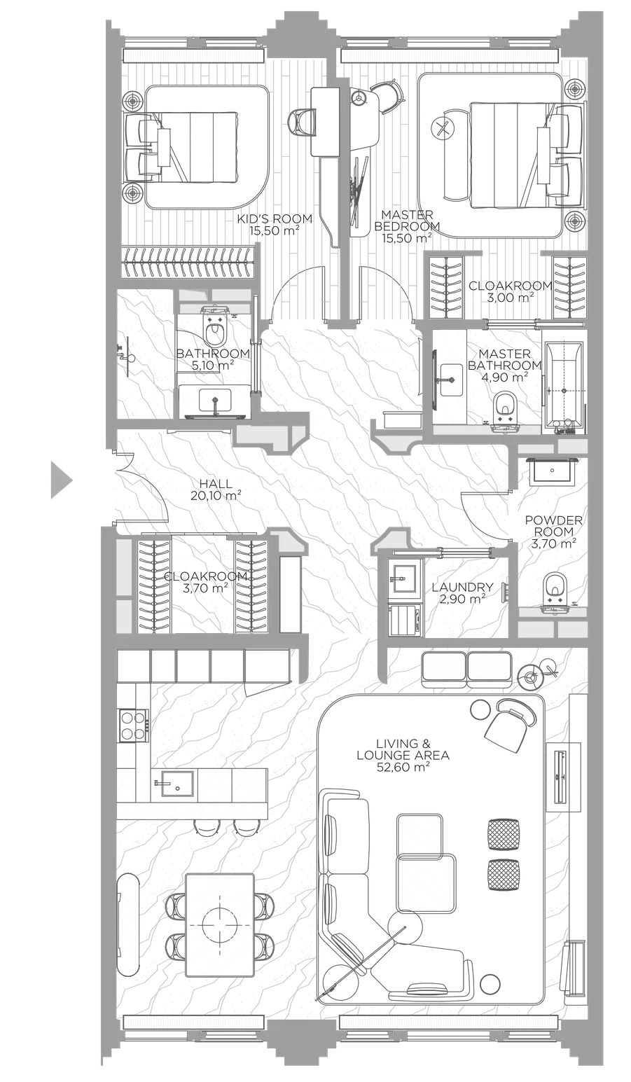 Планировка — Николь, 2-комн., 127 м²