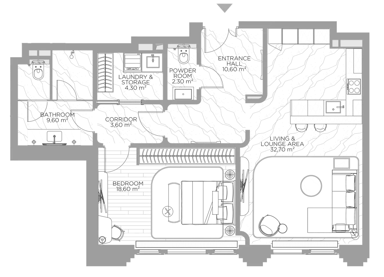 Планировка — Николь, 1-комн., 82 м²