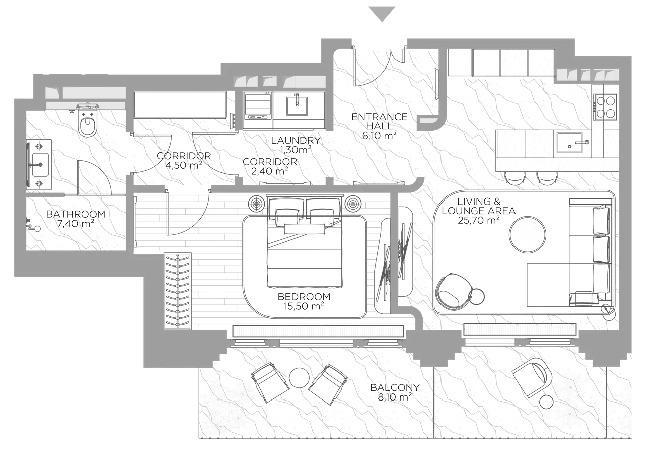 Планировка — Николь, 1-комн., 64 м²