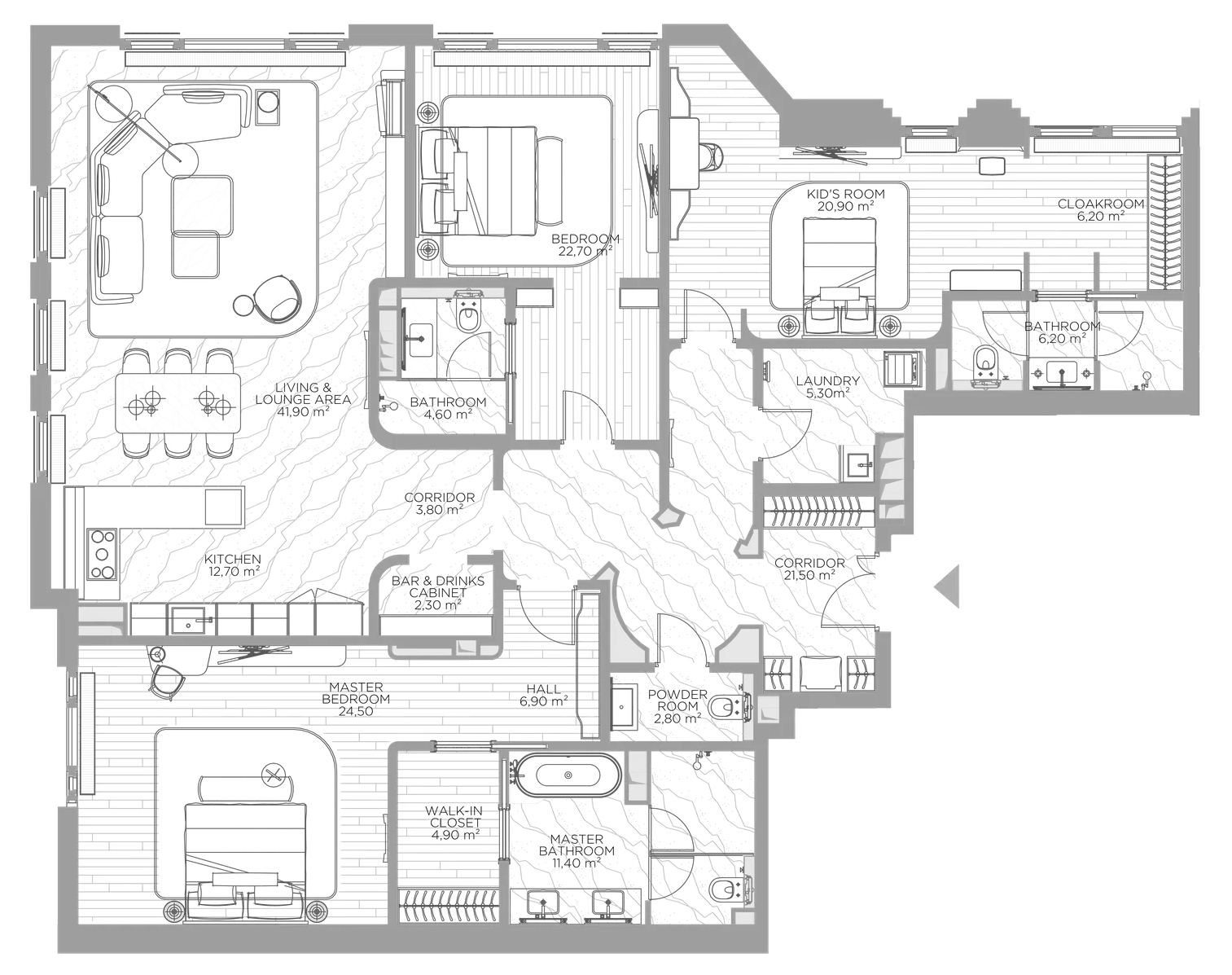 Планировка — Николь, 3-комн., 199 м²