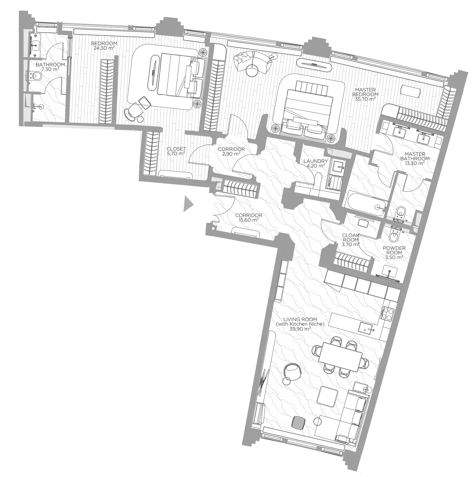 Планировка — Николь, 2-комн., 153 м²