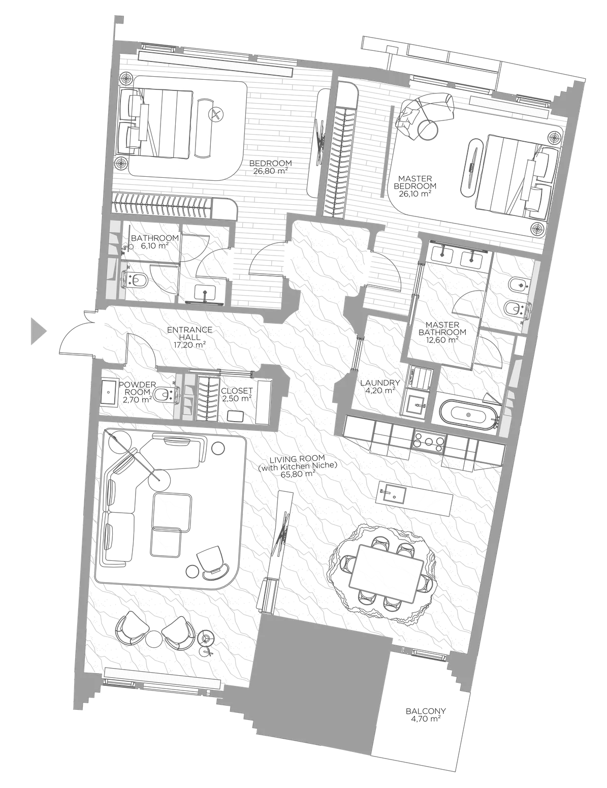Планировка — Николь, 2-комн., 164 м²