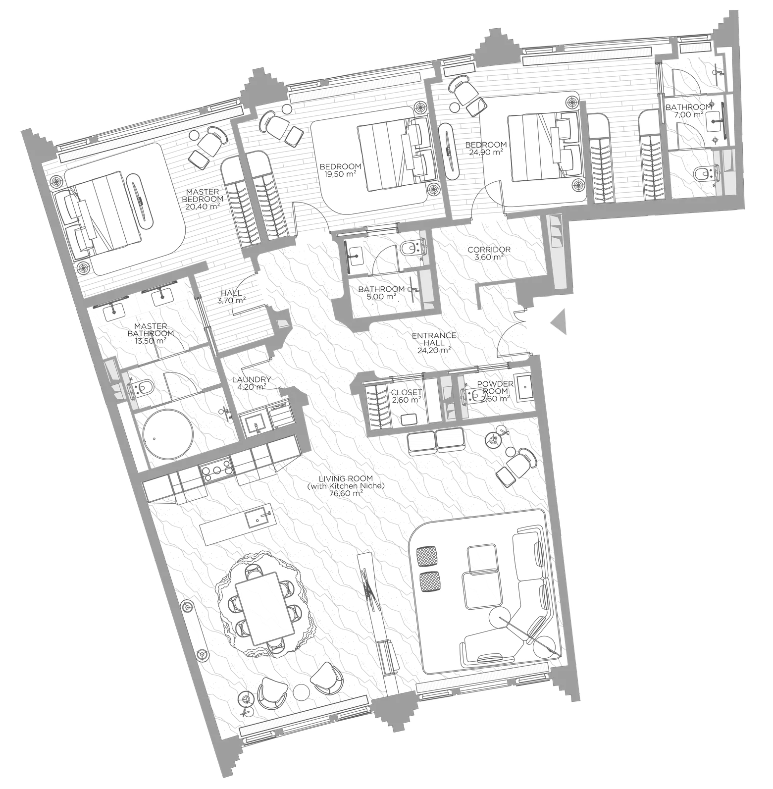 Планировка — Николь, 3-комн., 206 м²