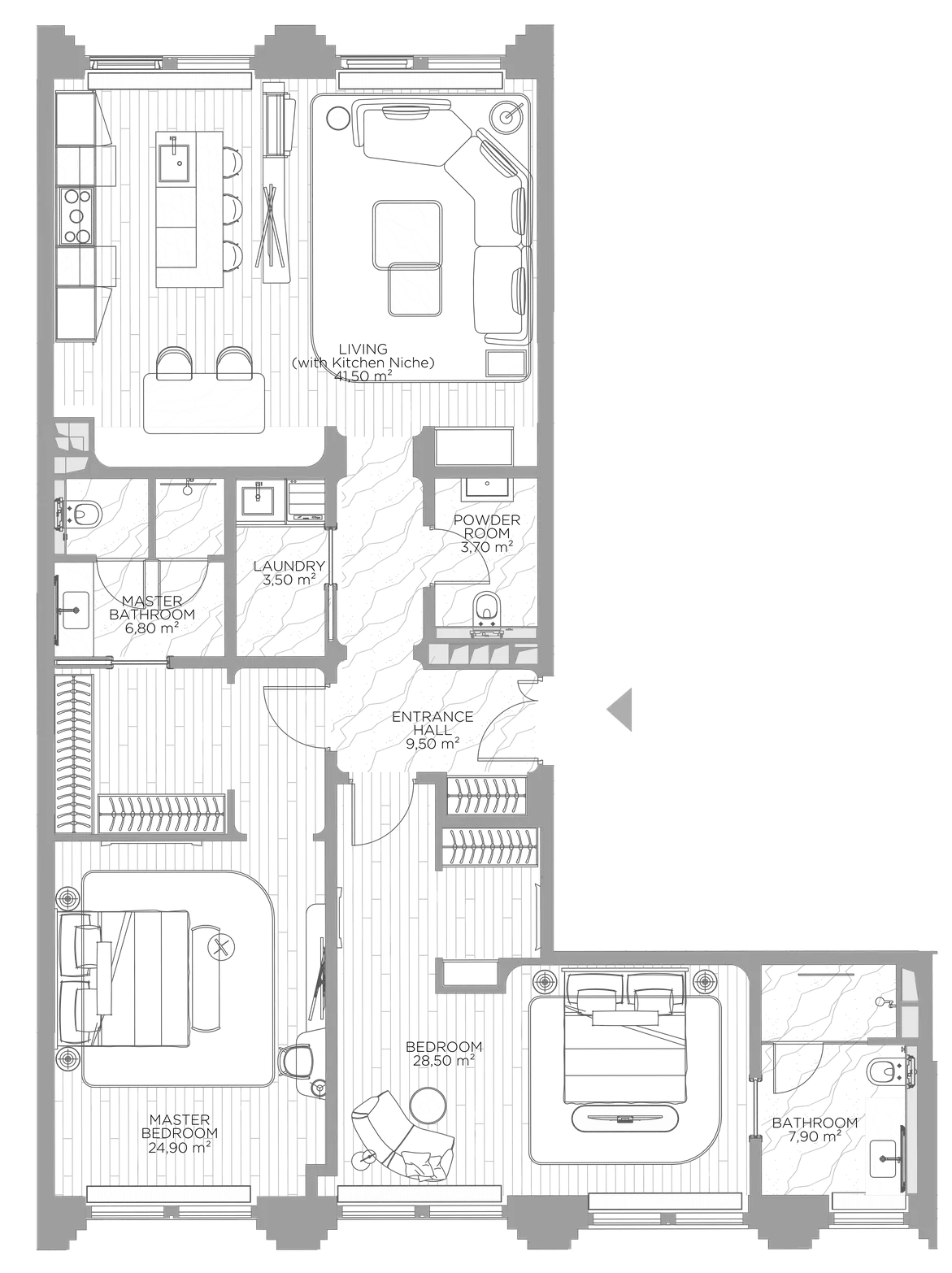 Планировка — Николь, 2-комн., 130 м²