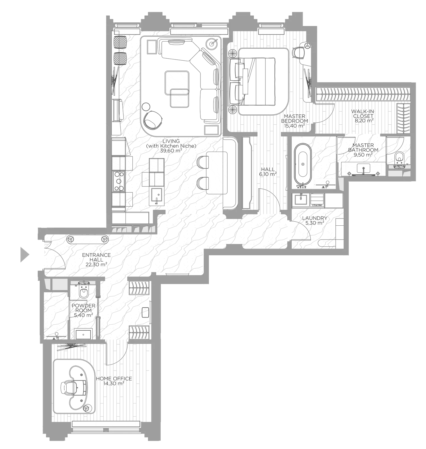Планировка — Николь, 2-комн., 129 м²