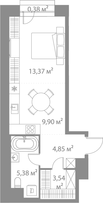 Планировка — LIFE Варшавская, Студия, 37 м²