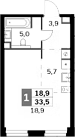 Планировка — Amber City, Студия, 34 м²